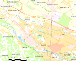 Map commune FR insee code 64348